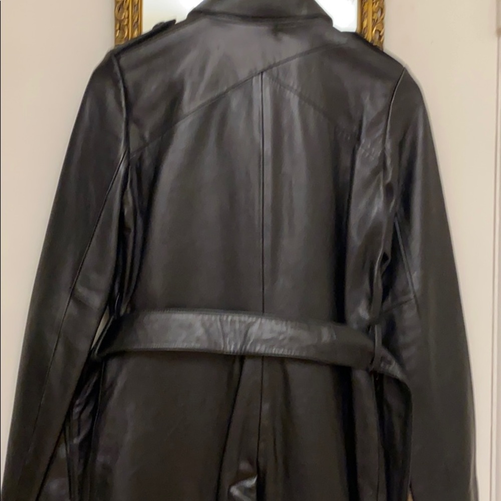 Kenneth Cole black leather zip up trench coat S - Picture 8 of 11